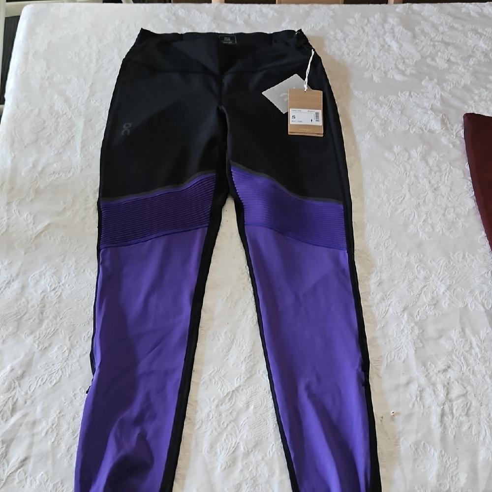 On Running Black and Purple Track Pants for Active Comfort